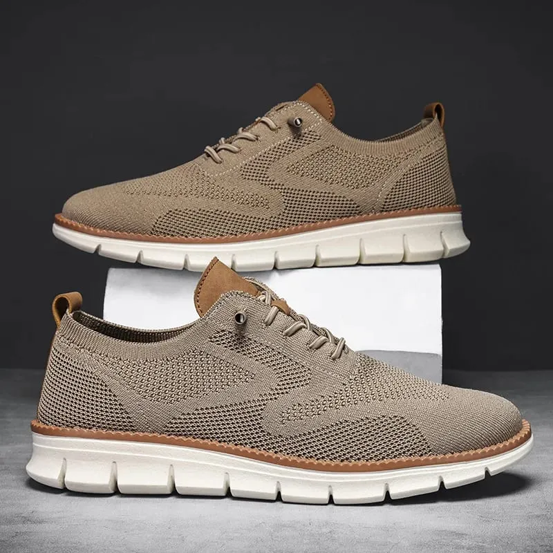 Men Casual Shoes Classic Breathable Brogue Flats Cushioning Color Blocking Design Dress Shoes Versatile Sneakers lightweight — image 8