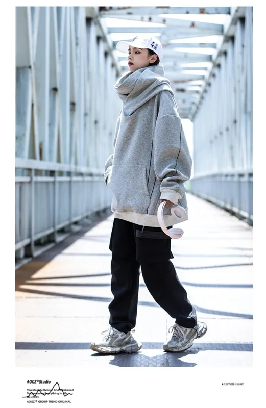 Autumn Men's Windbreaker Turtleneck Hooded Sweatshirts New Japanese Ninja Hoodies Women Line Print Oversized Y2K Vintage Hoodie — image 11