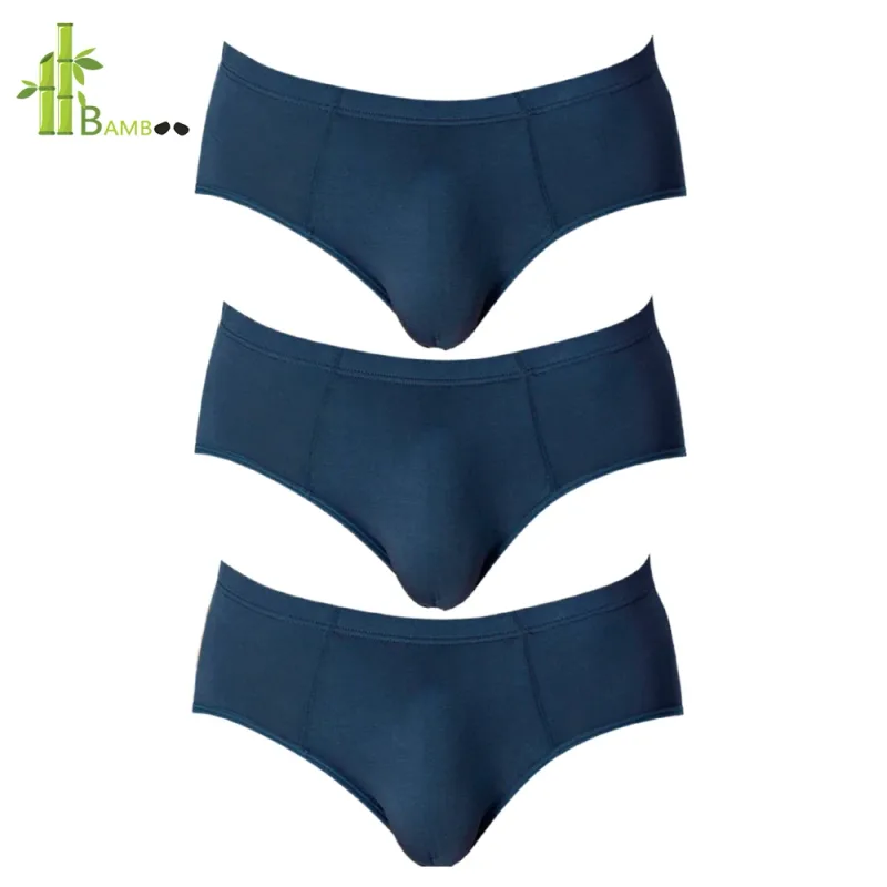 3 Packs Set Plus Size Solid Breathable Men Briefs Sexy Bamboo Fiber Hot Man Undrewear Black Sexy Male Panties New 5XL 6XL 2024 — image 1