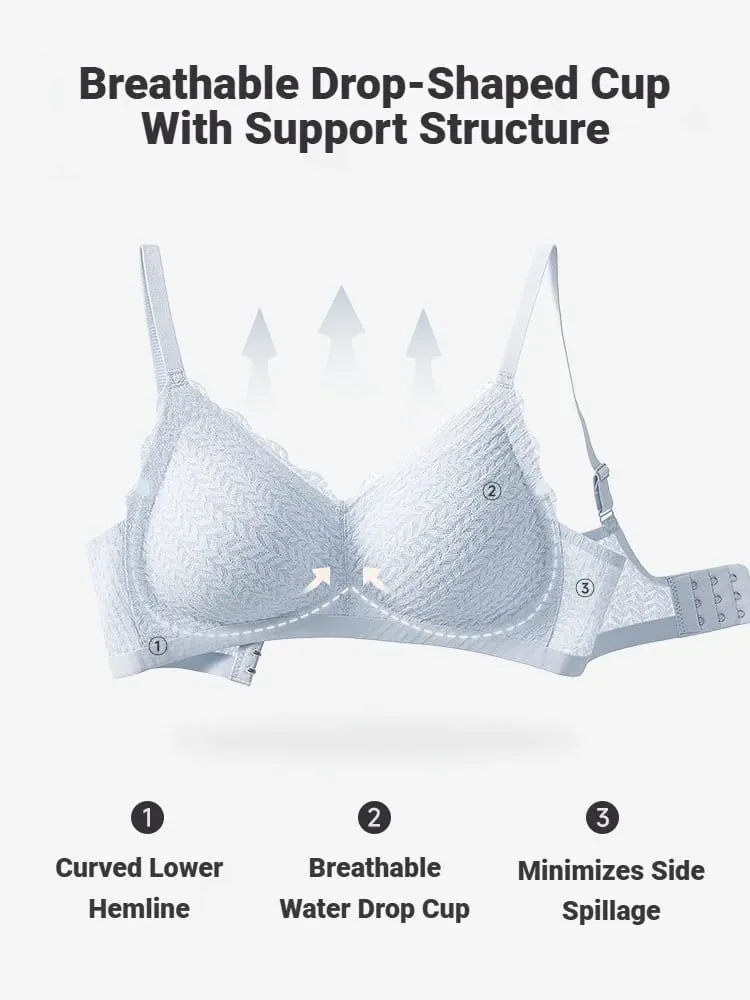 Women Lace Seamless Wireless Bra Thin‑Section Spaghetti Strap Back Non‑Slip Gathered Lingerie For Small Chest