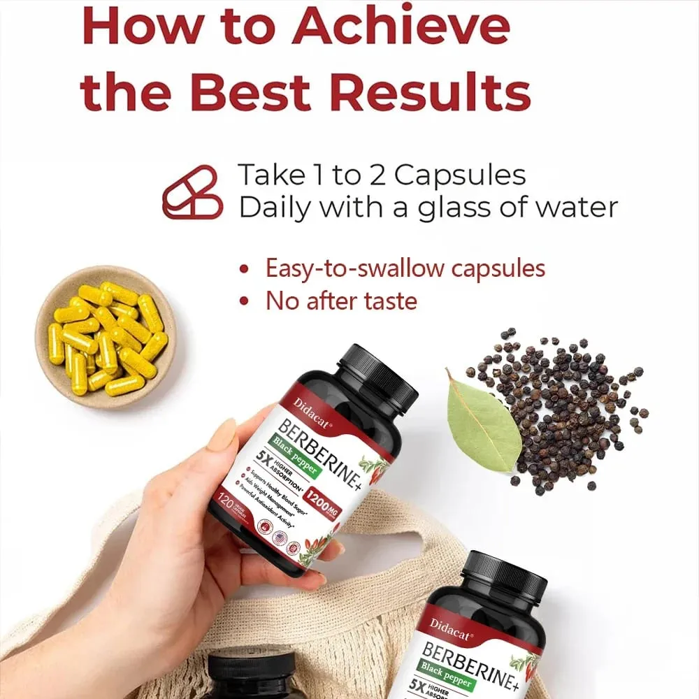 Berberine HCl Supplement - for Metabolism & Cholesterol Weight Management GI & Immunity Vegetarian Gluten-Free — image 3