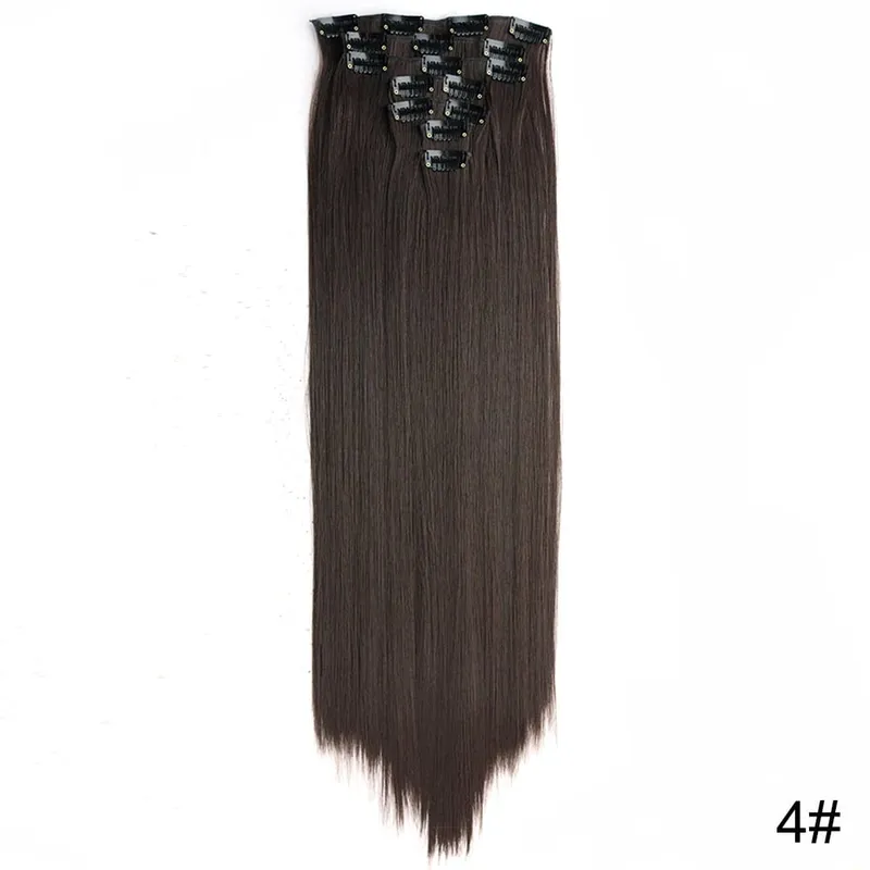 Long Straight 16 Clip In Synthetic Hair Extensions 7Pcs/Set Natural Blonde Heat Resistant Hairpieces For Women — image 10