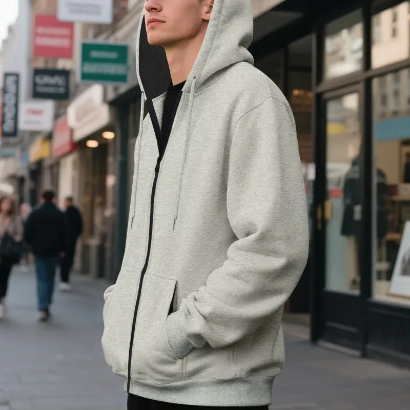 Baru 2026 Musim Gugur Kasual Lelaki Lengan Panjang Zip Bertudung Kot Sweatshirt Fesyen Lelaki Luaran Pakaian Sukan Jaket Hoodies — image 32