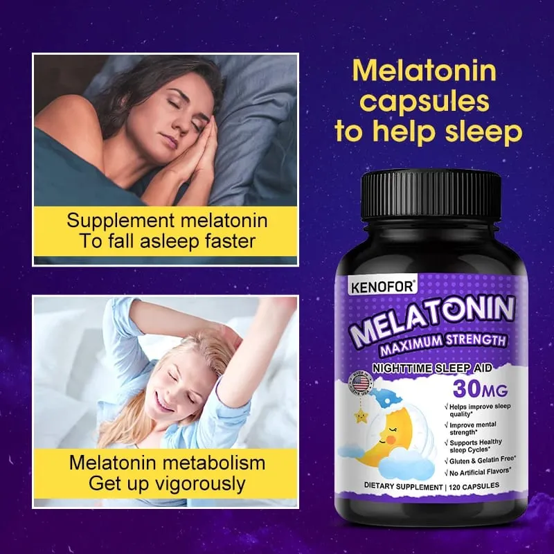 Melatonin Capsules 30mg - Promote Falling Asleep Quickly Calm The Mind Natural Sleep Aid Supplement — image 4