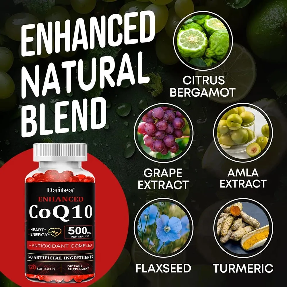 Vysoká absorpce CoQ10 500 MG - pro zdraví srdce a produkci energie - Vylepšené doplňky výživy CoQ10 s koenzymem Q10 — image 2