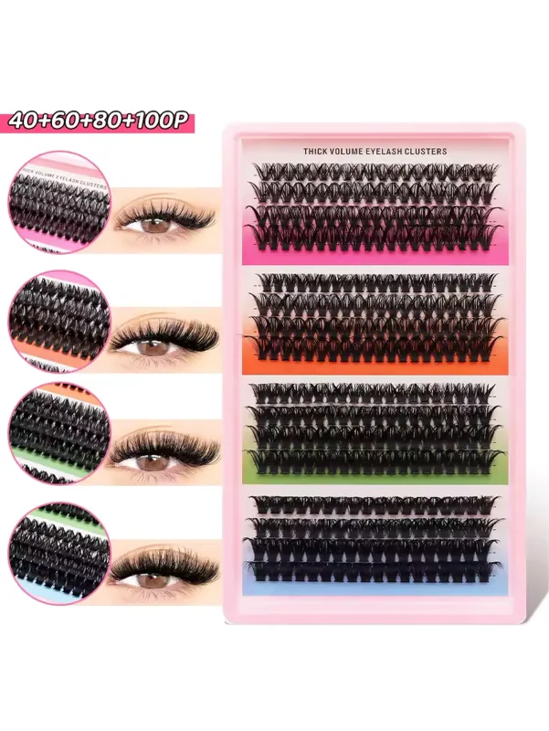 Olho de gato 16 linhas cluster cílios 406080100p misturado diy cílios individuais bandeja grossa diy extensão de cílios finos volume cílios — image 8