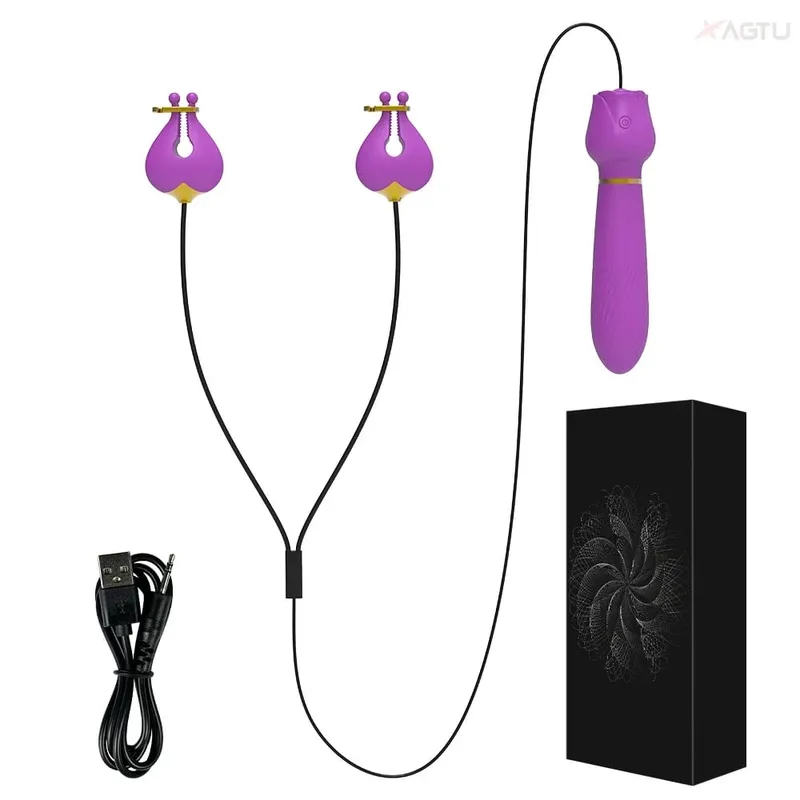 10 Modes Nipple Clamps G Spot Vibrator Breast Clips for Women Nipple Clitoral Stimulator Massager Adult Goods Sex Toy for Couple