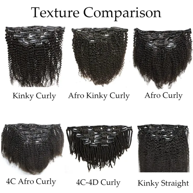 4C Clips Virgin Remy Human Hair Extensions Tight Small Afro Kinky Curly Clip In Hair Extensions African Black Women