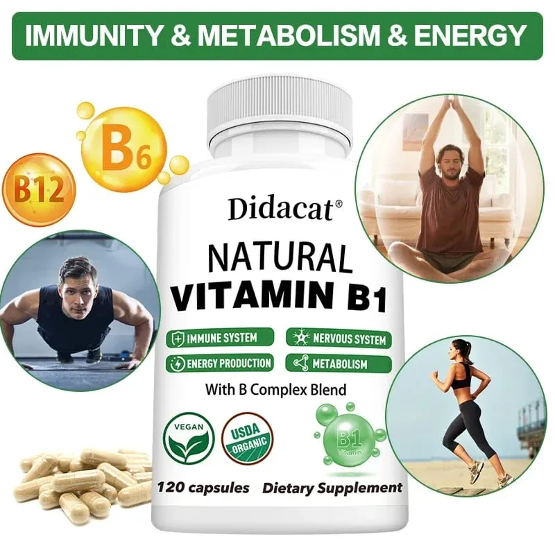 Didacat Vitamin B1 Helps The Immune System Nervous System Energy Support Dietary Supplement — image 1