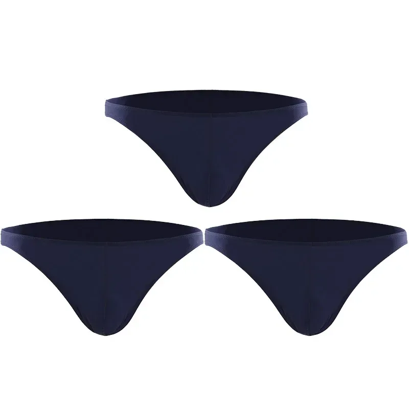 3 uds verano borde estrecho hombres deportes transpirable hielo seda calzoncillos finos sexy cintura baja apretado sin costuras pequeños pantalones triangulares — image 3