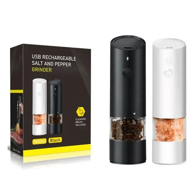 Electric Automatic Salt and Pepper Grinder Set Rechargeable With USB Gravity Spice Mill Adjustable Spices Grinder Kitchen Tools