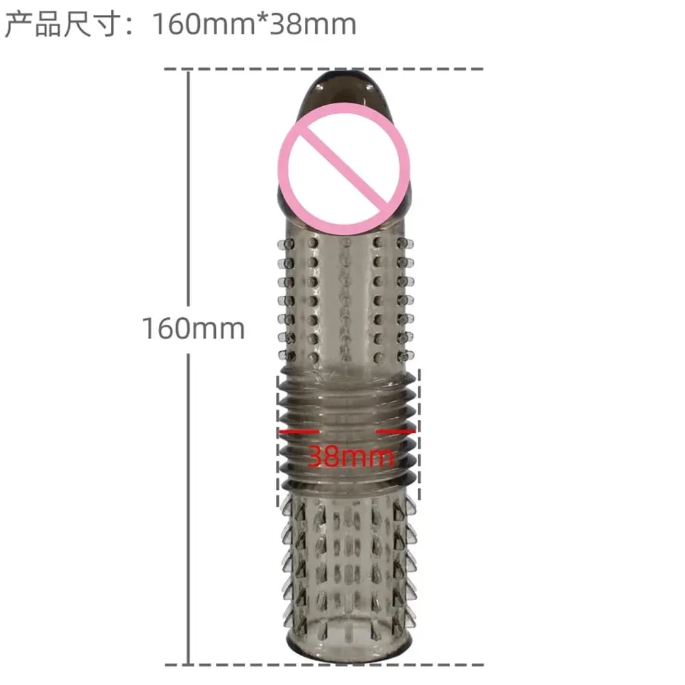 Reusable Penis Extender Enlargement Condom Penis Sleeve Extension Delay Ejaculation Anal Sex Toys For Men No Vibrator For Women — image 4