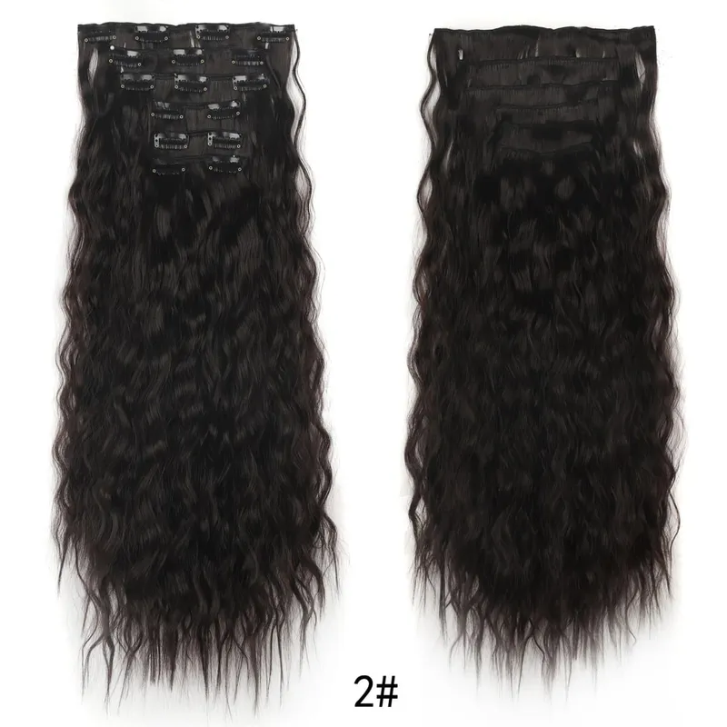 Long Curl Wave Clip In Hair Extensions 6Pcs/Set 16 Clips High Tempreture Synthetic Hairpiece Clip In Hair Extensions 24Inch — image 12