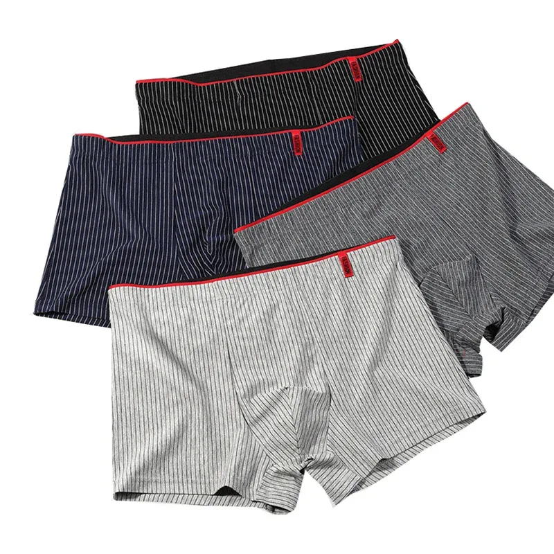 4Pcs Men's Cotton Boxer Shorts High Elastic Male Boxer Underwear Head Underpants Youth Middle-Aged Men's Boxer — image 8