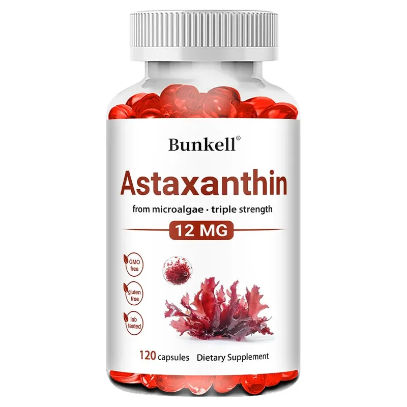 Astaxanthin-Kapseln 12 mg fördern die Herz-Kreislauf-Gesundheit und beschleunigen den Stoffwechsel, unterstützen die Gesundheit von Augen, Gelenken und Haut