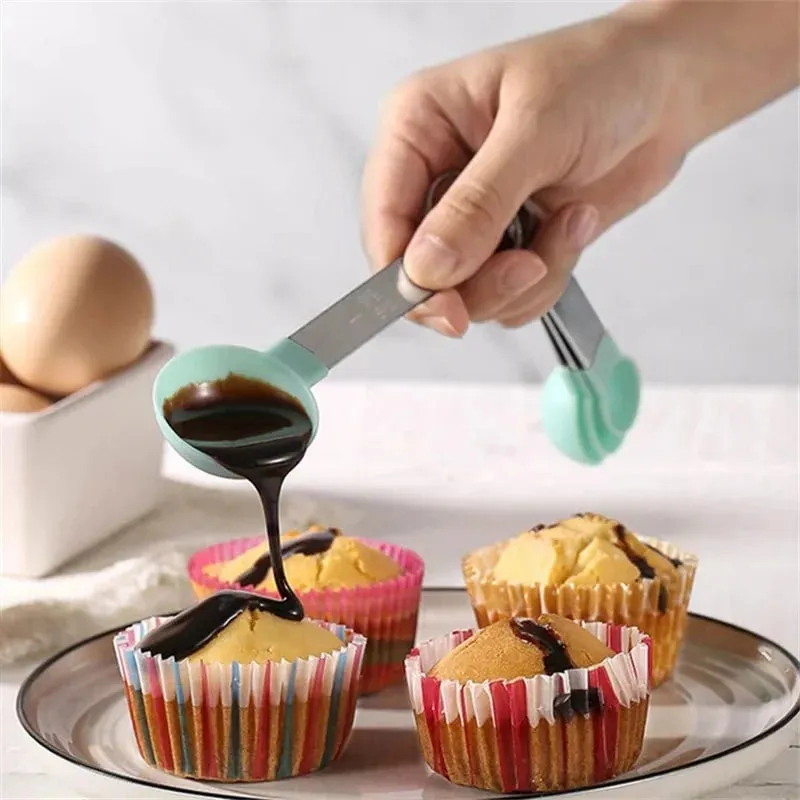 4/8PCS/Set Plastic Multi Purpose Measuring Cup Measuring Spoon Stainless Steel Handle With Graduated Measuring Baking Tools — image 4