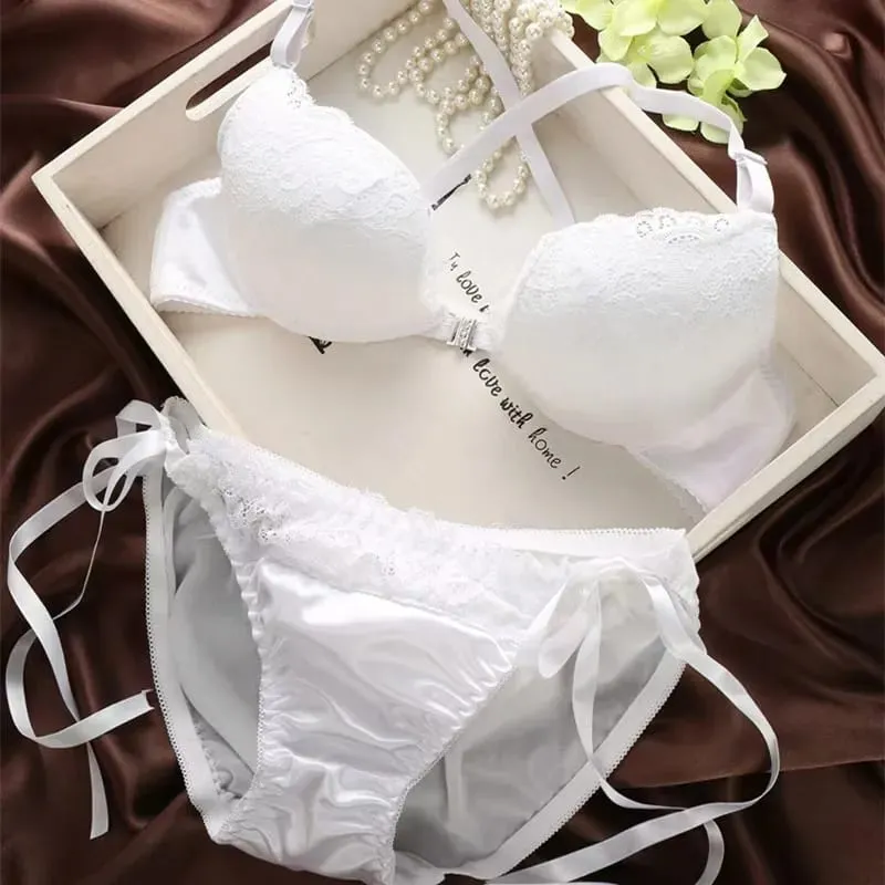 Sexy Lace Bra Set Front-Buckle Backless Push Up Adjustable Lingerie — image 8
