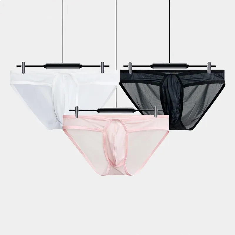 Men Bikini Briefs Man Underpantsr Slip Transparent Mesh Underwear Male Cuecas Men's Panties Ultra-thin Gays Sports Briefs — image 6