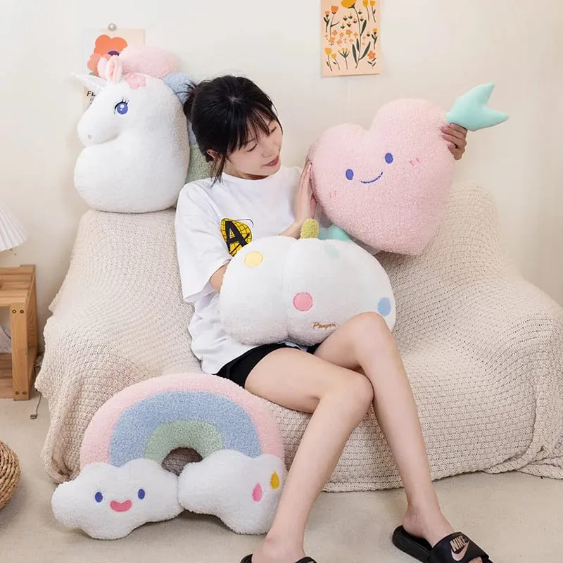 Soft Plush Rainbow Throw Pillow Stuffed Heart Pumpkin Hug Cushion Unicorn Plush Toy Massage Pillow for Girl Bedroom — image 4