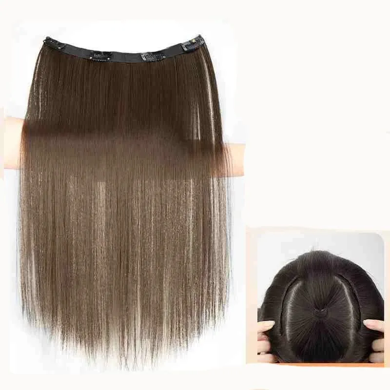 V-shaped One-Piece Synthetic 4 Clip In Hair Extensions Long Straight Hairstyle Hairpiece Colour 50CM Natural Fake Hair — image 18