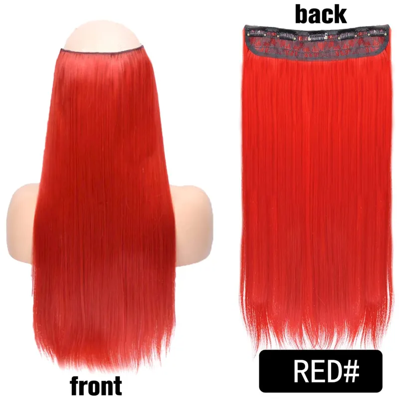 Long Straight Curly One Piece 5clips Clip-in Extensions 22Inch Heat Resistant Hairstyles Colour Mix Blonde Hair Piece For Women — image 77