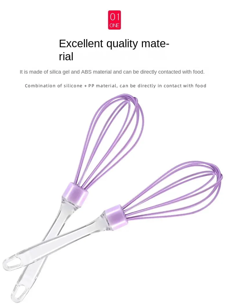 1pc 10-inch manual transparent handle silicone egg beater cake cream mixer egg baking gadget — image 9