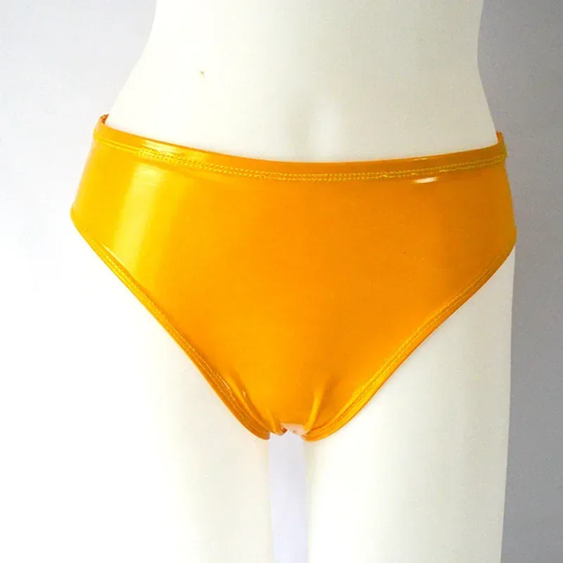 Men Sexy Latex Glossy Briefs Underwear Pvc Leather Underpants Women Patent Leather Erotic Lingerie Thongs Sissy Panties — image 3