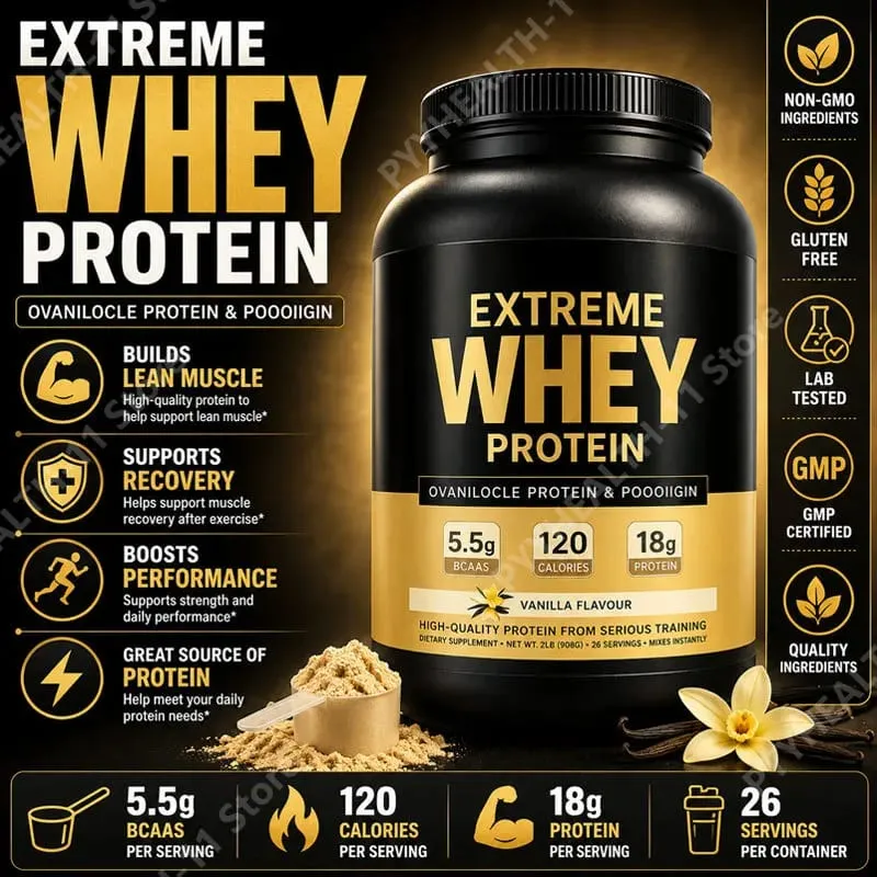 Whey protein pó branco ganhador de massa suplemento muscular crescimento muscular esporte suporte de saúde para ginásio sabor baunilha 1000g — image 2