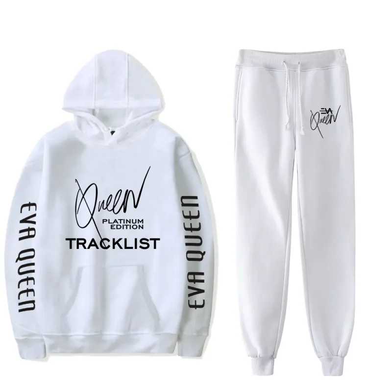Hip Hop สบาย Eva Queen พิมพ์เสื้อกันหนาว Sweatpants ชุด Hoodies + กางเกงชุดชาย/หญิง 2 ชิ้นชุดเสื้อผ้า — image 3