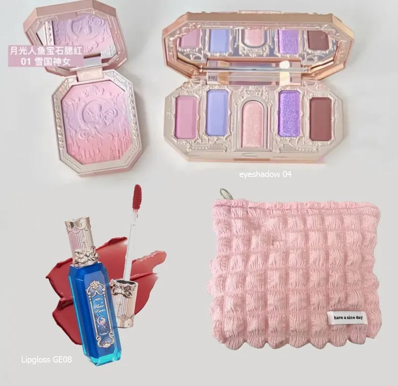 Flower Knows Makeup Full Set Moonlit Mermaid Eye Shadow Palette Matte Blush And Lipgloss Flowerknows Kit Makeup Bag for women — image 14