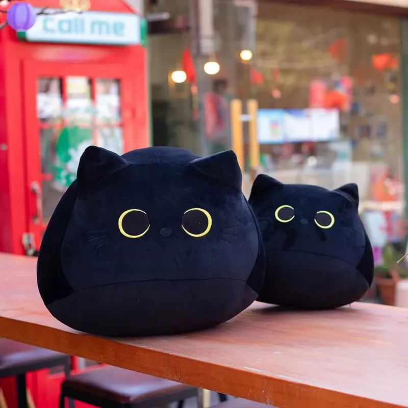 18cm/40cm/55cm Black Cat Shaped Soft Plush Pillows Doll Lovely Cartoon Animal Stuffed Toys Girls Birthday Gifts Ornaments — image 4