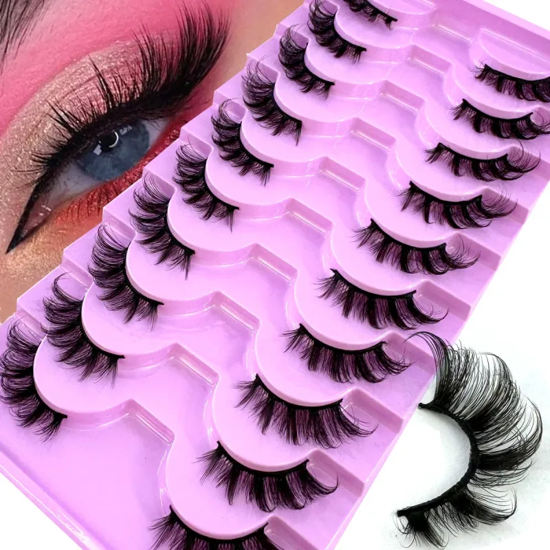 Demi-Cils 10 paires Demi-Cils doux naturel Cils yeux de chat outil de maquillage Faux Cils Extension moelleux Faux Cils — image 11