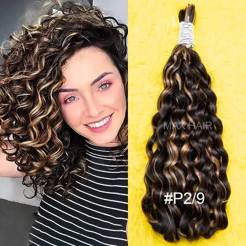 4# Chocolate Brown Deep Wave Bulk Human Hair for Boho Braids Curly Braiding Hair 18-30 inch Remy Hair Bundle Brazilian