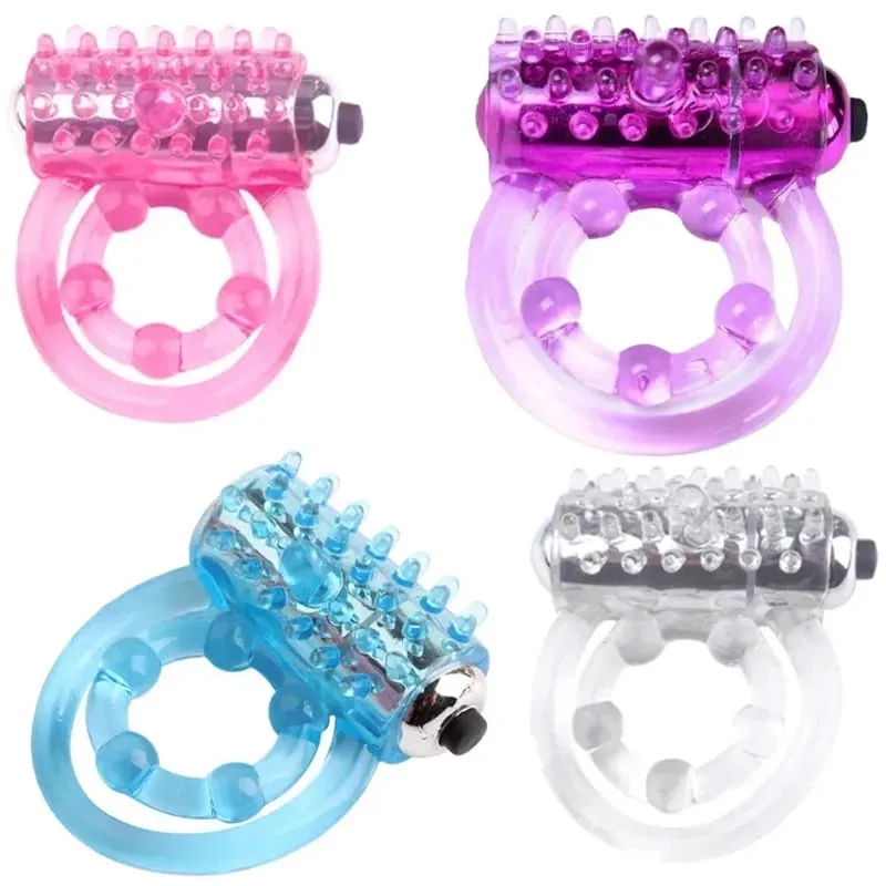 Lasting Vibrators Rings Double CockRing Delay Premature Ejaculation Penis Ball Loop 2 Locked Sex Toys Product for Men — image 1