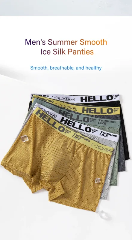 Mens Ice Silk Mesh Underwear Summer Breathable Mesh Cool Boxer Boxer Shorts for Men 45-90KG Anti-bacterial Light Thin Underpants — image 10