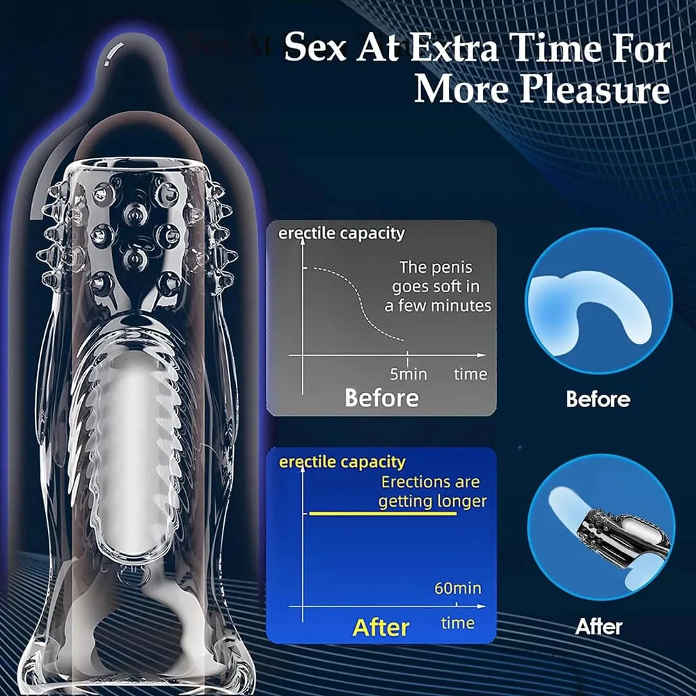 Penis Sleeve Extension Condom Male Enlargement Delay Vibrator Clits Massager Cock Ring Vibrating Penis Cover Mga Sex Toys Para sa Mga Lalaki — image 5