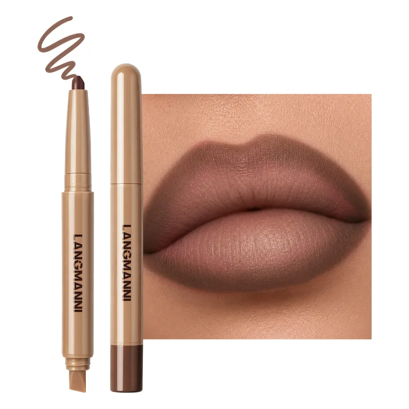 Chocolate Brown Silky Lipliner Pen Lip Shape Pen Waterproof Matte Nude Pink Lipstick Lip Outline Contour Lip Liner Pencil Makeup — image 9
