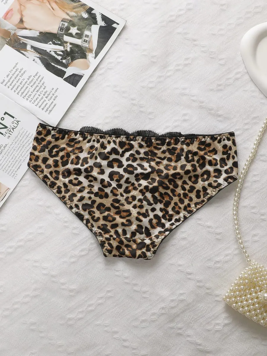 Ladies Leopard Print Lace Bralette Sexy With Steel Ring Lingerie Comfortable Lifting Underwear Triangle Underwear Set B2076 — image 5