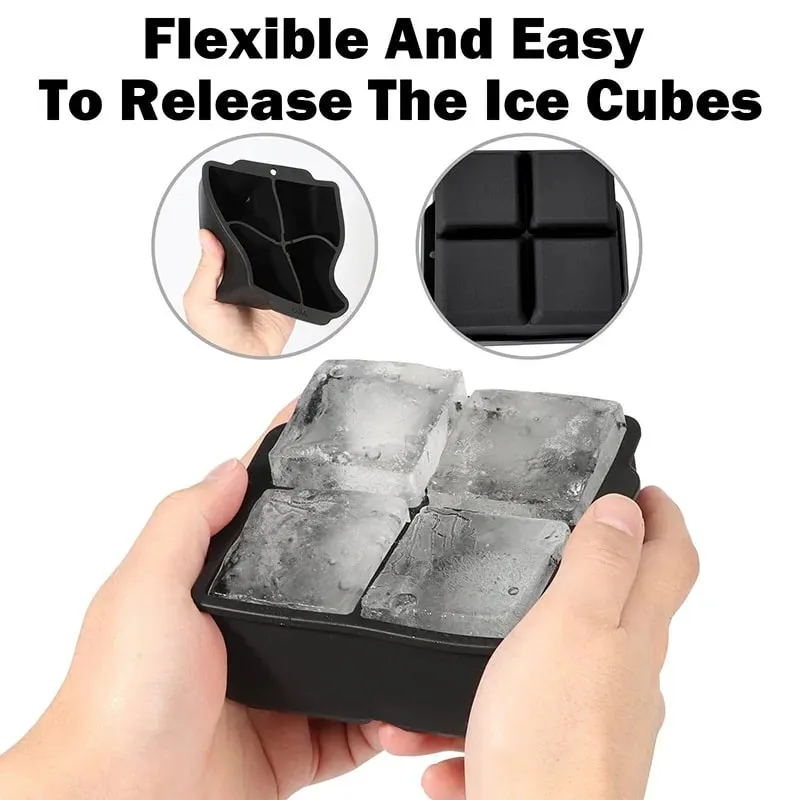 Silicone Large Ice Molds 2 Inch Big Ice Cube Trays with Removable Lid BPA-Free Easy Release and Stackable Flexible Ice Cube Tray — image 6