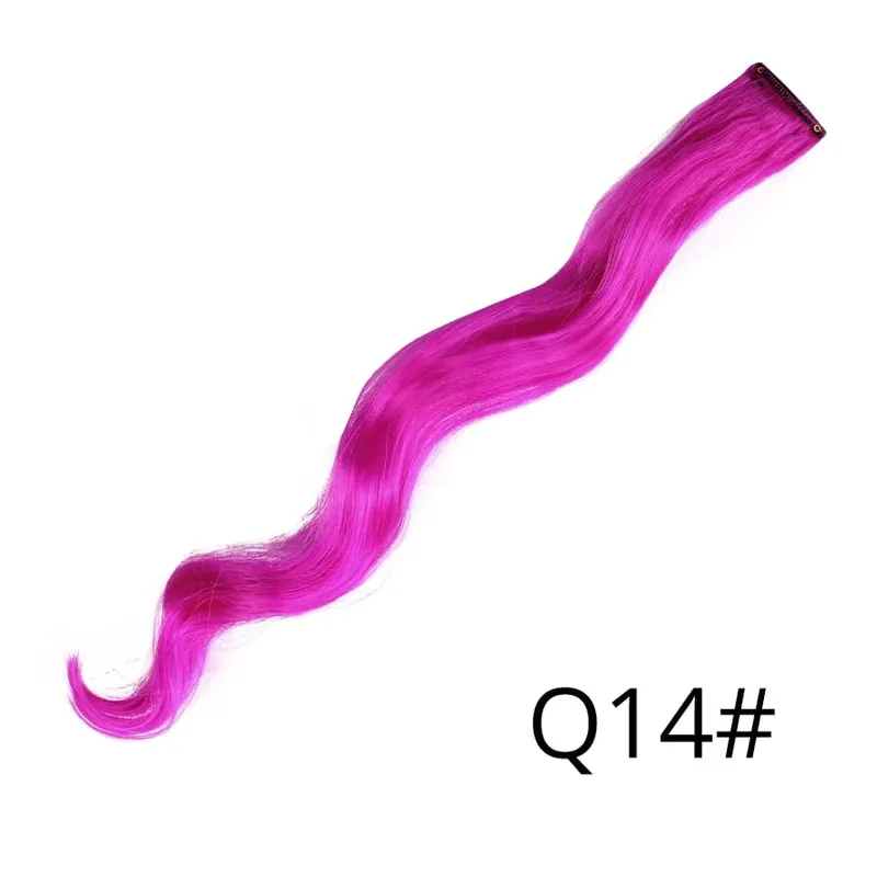 Synthetic 50Cm Rainbow Colors One Clip In Hair Extensions Straight Long Synthetic For Women Hair Piece Blue Pink Purple Red 12G