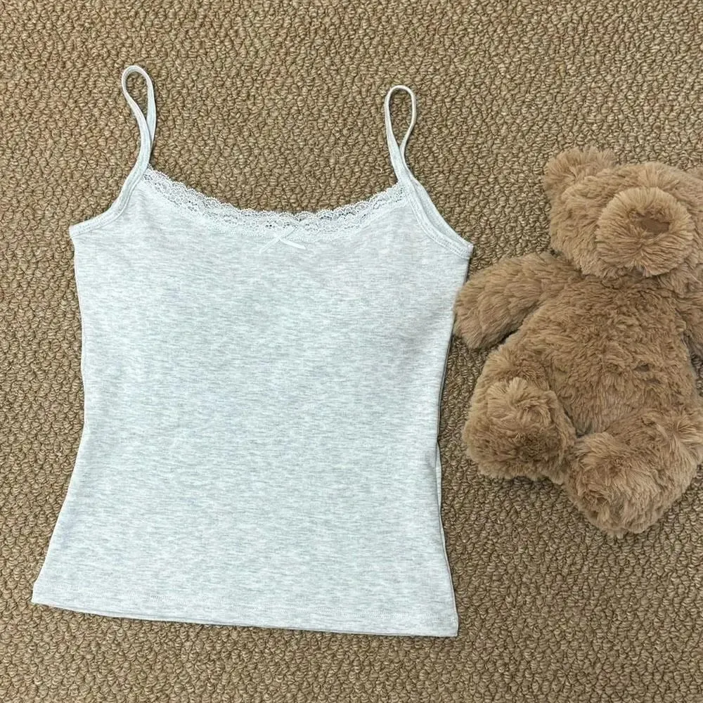 Lace Undershirt With Bra Pads Sweet Underwear Beauty Back Strappy Tank Tops Slim Inner Wear Summer Women's Outside Versatile