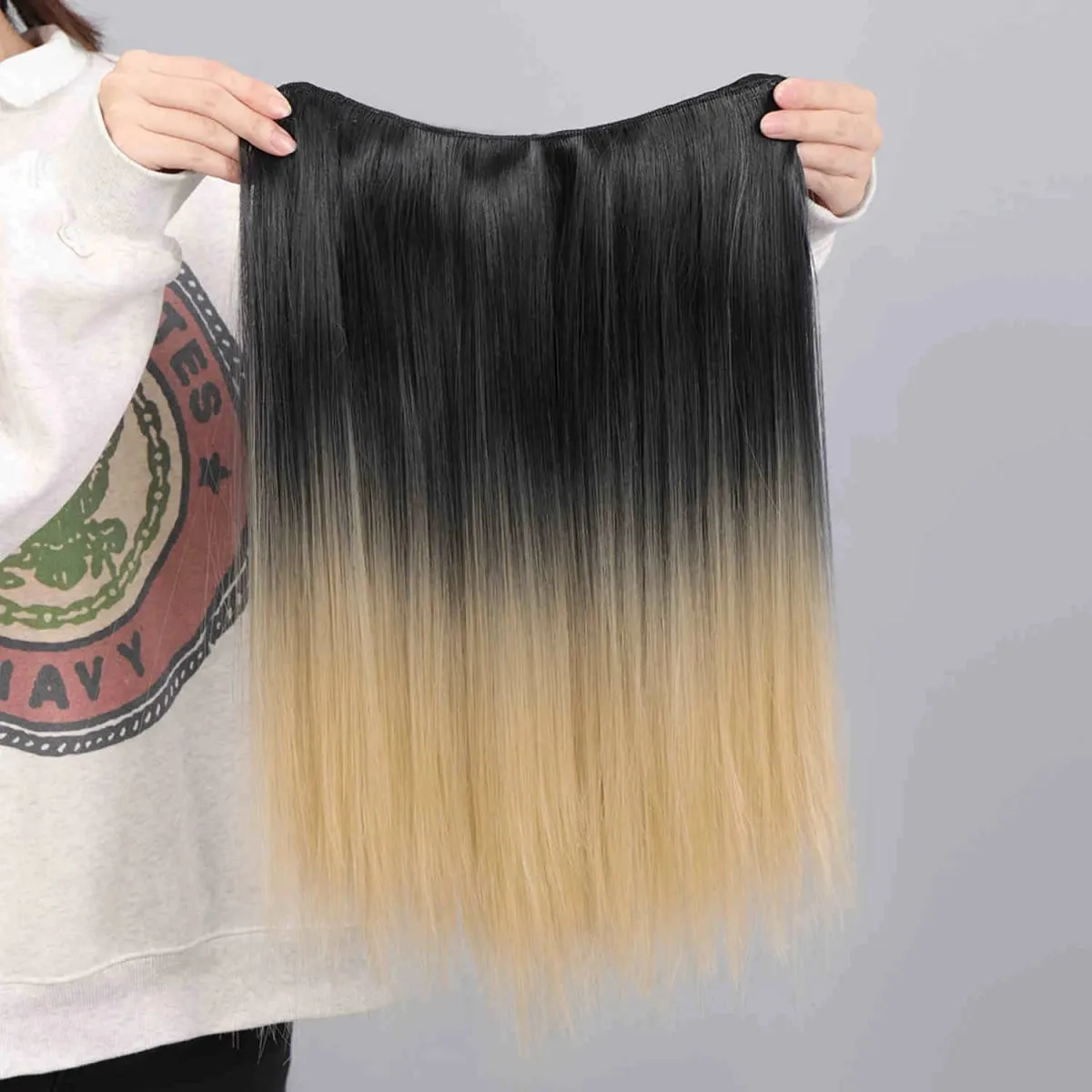 V-shaped One-Piece Synthetic 4 Clip In Hair Extensions Long Straight Hairstyle Hairpiece Colour 50CM Natural Fake Hair — image 32