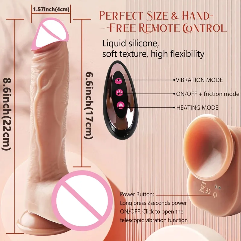 Telescopic Vibrating Thrusting Sex Toys Realistic Dildo Female Masturbation With Suction Cup Penis Remote Control Dick For Women