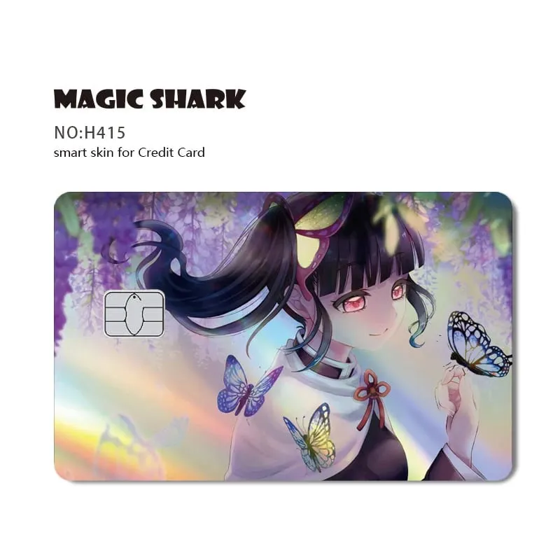 Magic Shark Demon Slayers Anime Cool Shinny Holographic Laser Skin Cover Sticker Film for Debit Credit Card