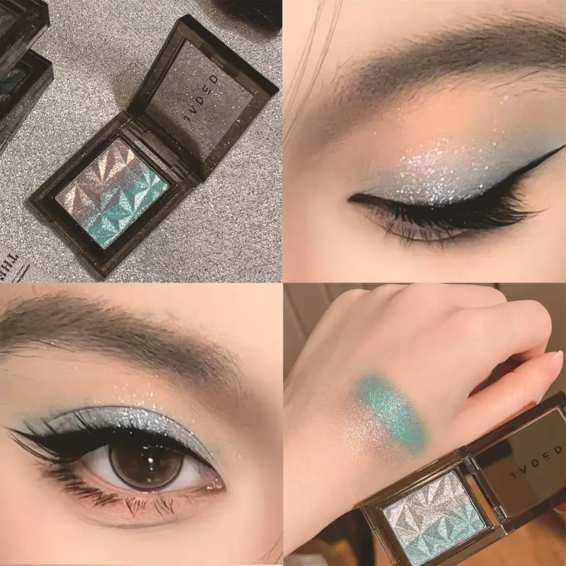 METALLIC Gradient Eyeshadow Palette Silver Blue Punk Smoky Eye Shadow เม็ดสีสูง Pressed สีม่วง Glitter Eyes แต่งหน้า Palette — image 4