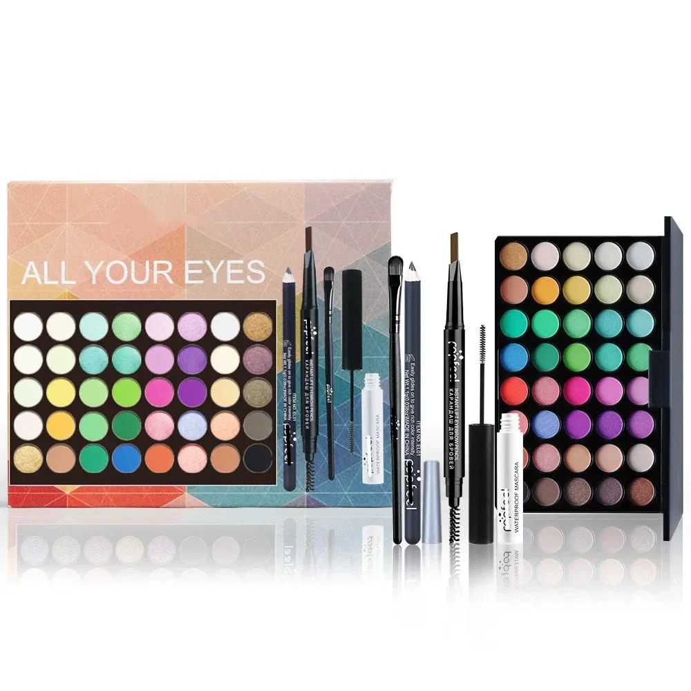 Glitter Matte Wasserdichte Palette Pulver Kosmetik Kit Augenbrauen Bleistift Eyeliner Stift Mascara Make-Up Pinsel Augen Kosmetik — image 7