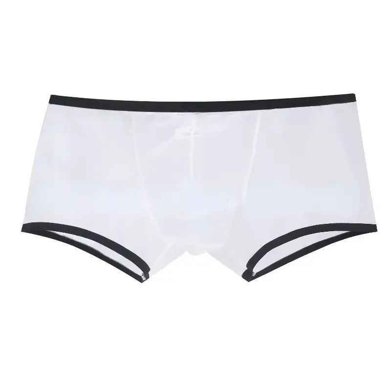 Men See Through Ultra-thin Boxer Briefs Shorts U Convex Pouch Underwear Panties Mesh Low Rise Transparent Qucik-Dry Underpants — image 6