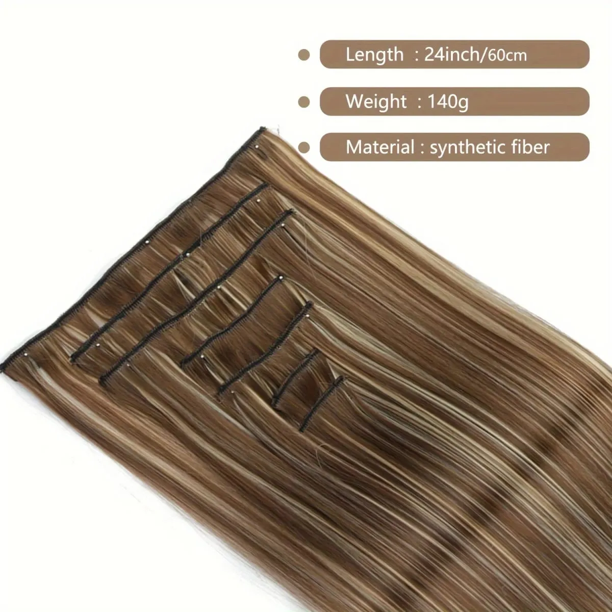 Long Straight Hairstyle 16 Clips 7Pcs/Set Hair Extensions Natural Synthetic Blonde Black Hairpieces Heat Resistant For Women — image 5