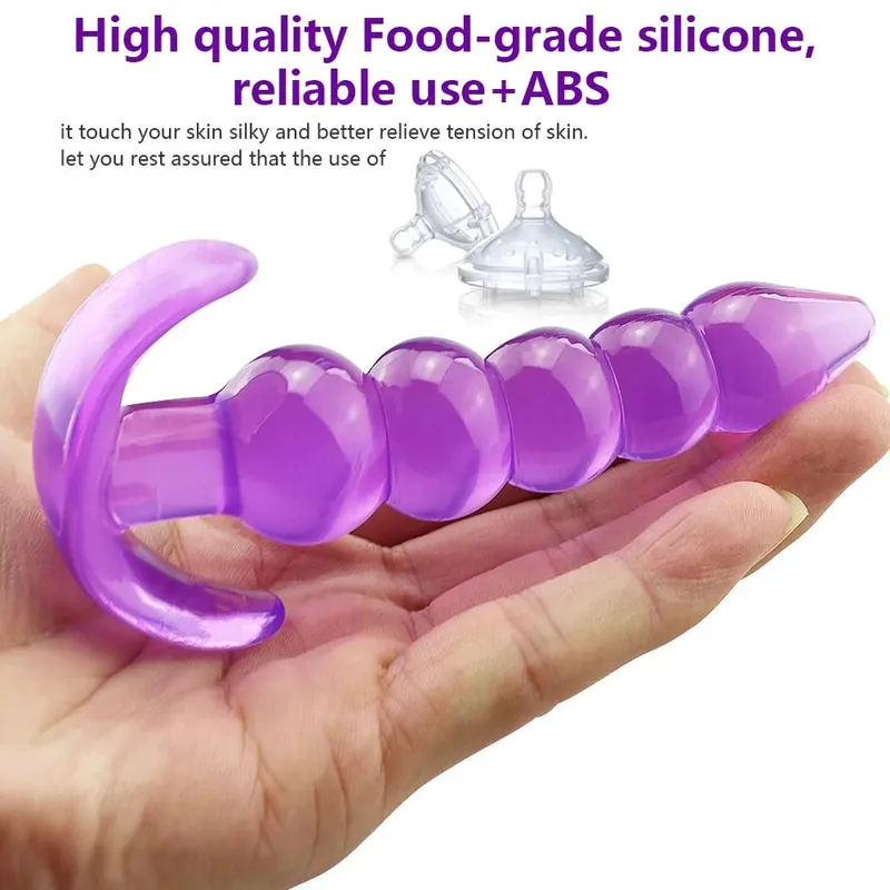 Soft Anal Dildo Butt Plug Prostate Massager Adults Gay Phalluses Anal Plug Beads Sex Toys For Men Bdsm Toys For Woman Adult Game — image 2