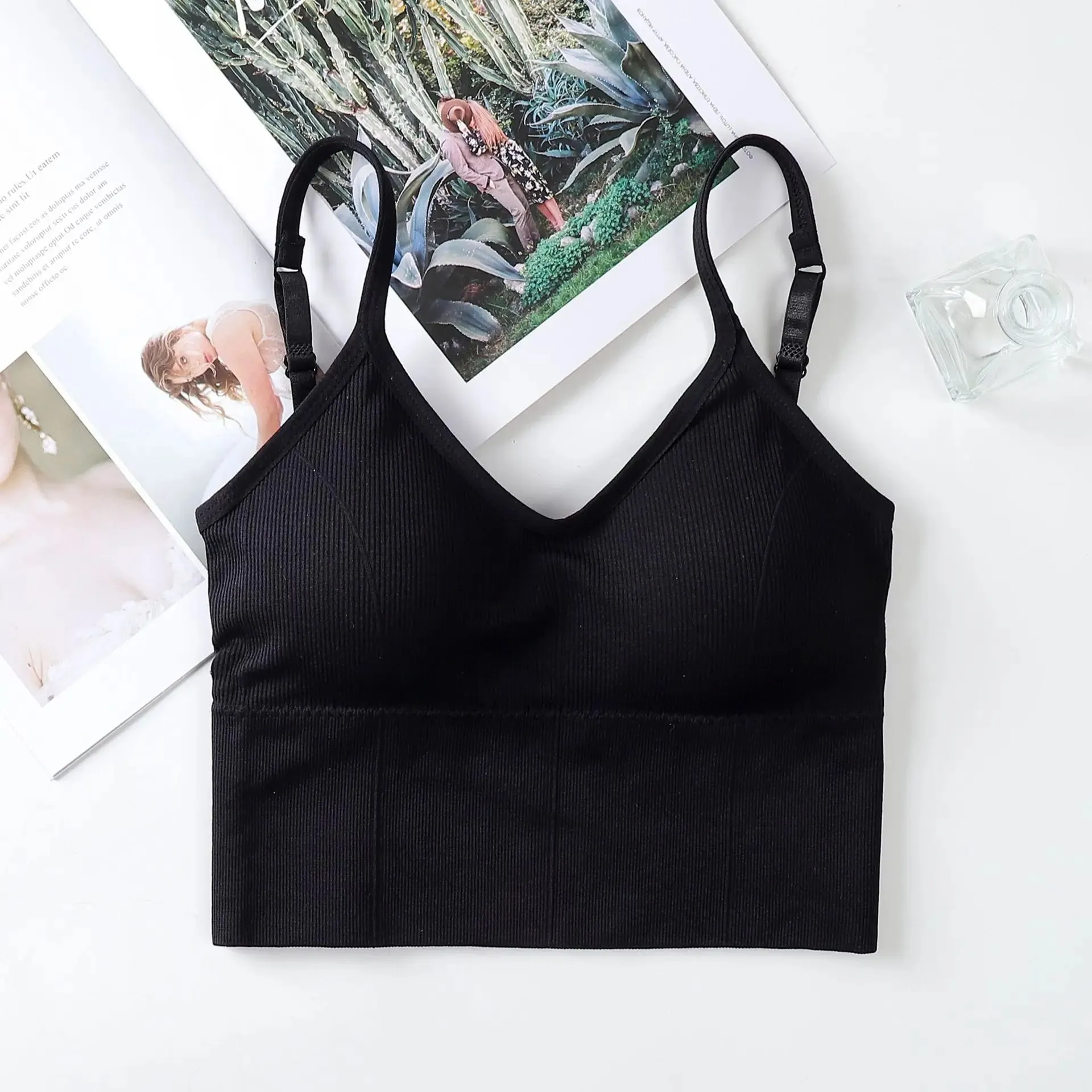 Kvinder Tank Crop Top Sømløst Undertøj Vintage Crop Top Kvinde Tanks Vest Camis Polstret U Ryg Kvinde Sexet Sport Lingeri Camisole